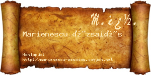Marienescu Ézsaiás névjegykártya